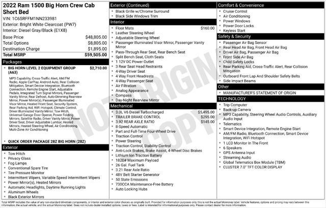 2022 Ram 1500 Big Horn Crew Cab 4x4 57 Box for sale in FARGO, ND