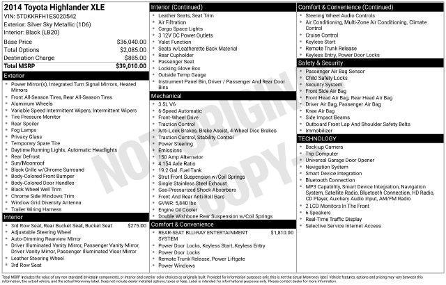 2014 Toyota Highlander XLE V6