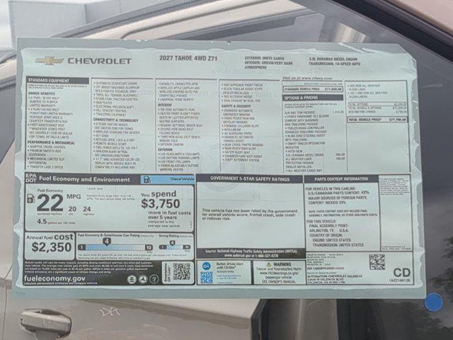 New 2027 Chevrolet Tahoe Z71, 4WD Four Wheel Drive Sport Utility